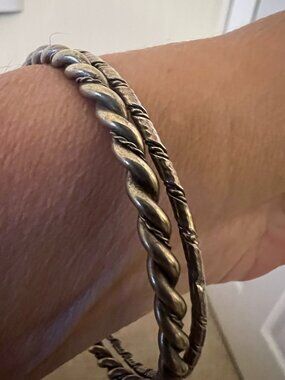 Twisted Rope‑Style Metal Bracelet Set (2 Pieces)